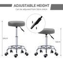 Vinsetto Round PU Leather Salon Beautician Stool Adjustable Height - Grey/Brown