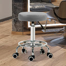 Vinsetto Round PU Leather Salon Beautician Stool Adjustable Height - Grey/Brown