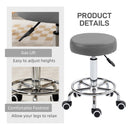Vinsetto Round PU Leather Salon Beautician Stool Adjustable Height - Grey/Brown