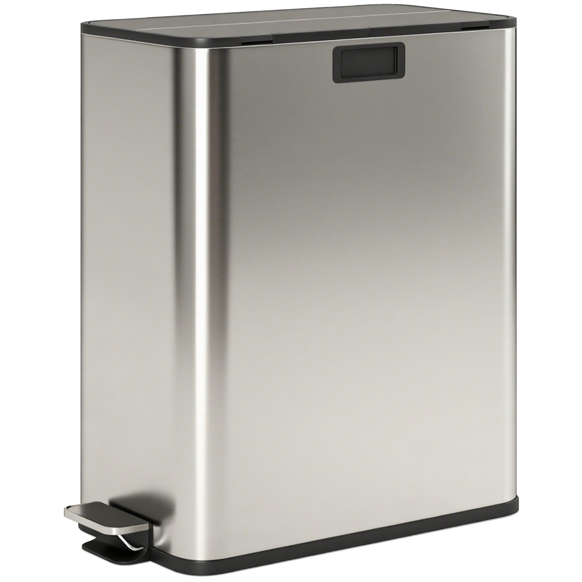 56L Dual Kitchen Bin With Removable Inner Buckets For Recycling And Wa