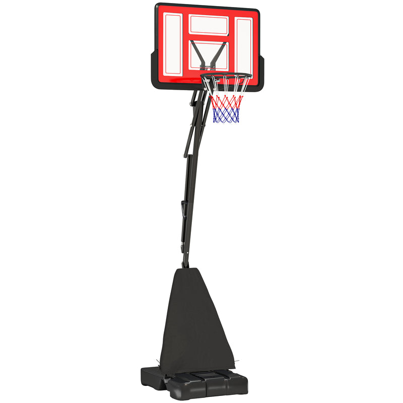 SPORTNOW 2.45-3.05m Portable Basketball Hoop and Stand with Wheels, Red