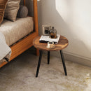 HOMCOM Modern End Side Table, Round Coffee Table, Chestnut Wood Effect