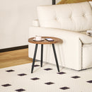 HOMCOM Modern End Side Table, Round Coffee Table, Chestnut Wood Effect