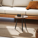 HOMCOM Modern End Side Table, Round Coffee Table, Chestnut Wood Effect