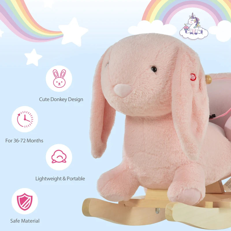 HOMCOM Children's Rocking Rabbit - Pink