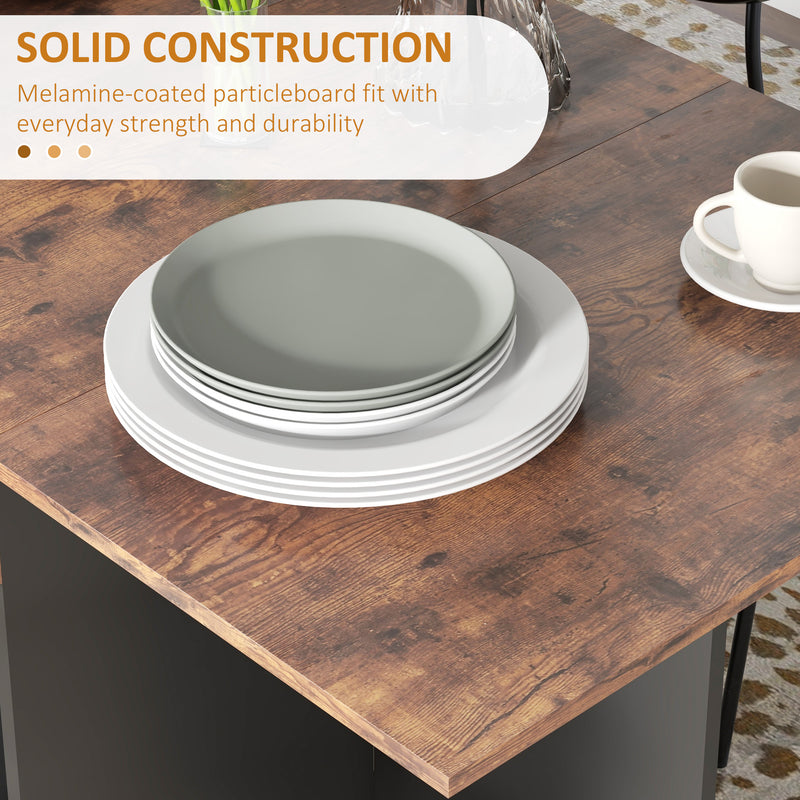 HOMCOM Foldable Dining Table, Drop Leaf Table with Storage, Rustic Brown