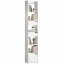 HOMCOM Bookcase Tall Narrow with 5 Tiers Drawers White Wood Effect