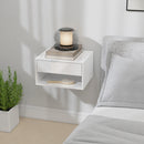 HOMCOM Floating Nightstands Set of 2, Bedside Table w/ Drawer and Open Shelf
