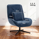 HOMCOM Swivel Accent Chair, Chenille Armchair With Lumbar Pillow, Dark Blue