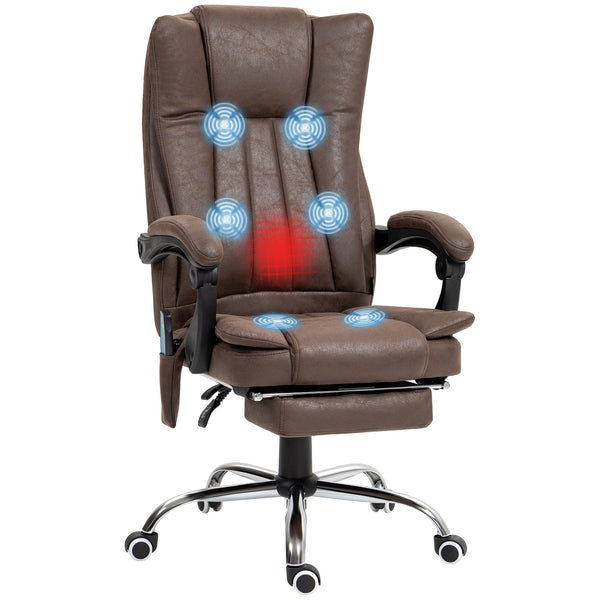 Vinsetto 6-Point Vibrating Heat Massage Chair W/ Microfibre Upholstery - Dark Brown/Light Brown/Charcoal Grey/Cream