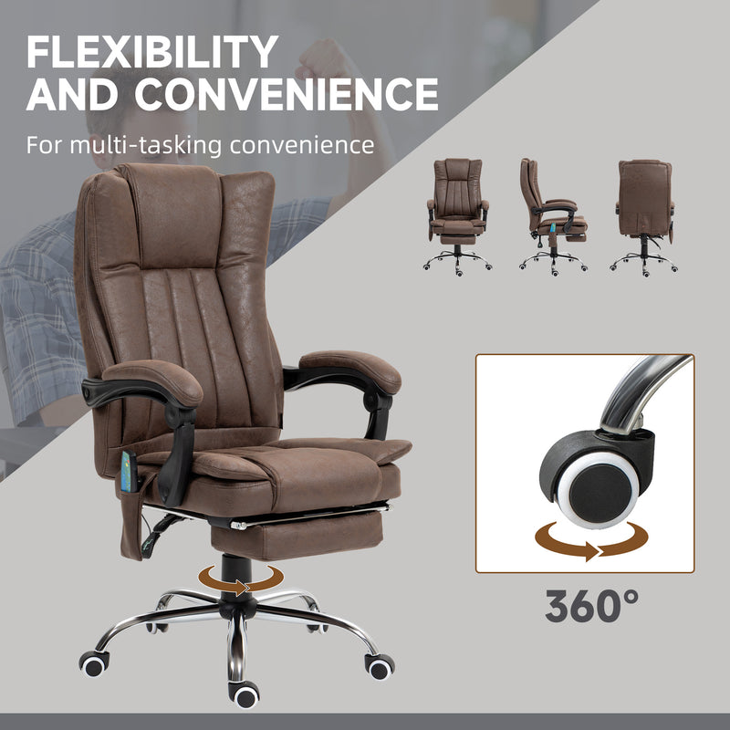 Vinsetto 6-Point Vibrating Heat Massage Chair w/ Microfibre Upholstery Brown