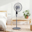 HOMCOM 16" Oscillation Cooling Fan With Remote Adjustable Height Grey