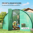 Outsunny Tunnel Greenhouse Upgraded Structure, Hinged Doors, 3 x 2(m), Green