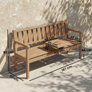 Outsunny Wooden Garden Bench With Table And Hidden Shelf, Teak