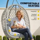 Outsunny Hanging Egg Chair, Rattan Swing Chair with Stand, Light Grey
