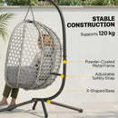 Outsunny Hanging Egg Chair, Rattan Swing Chair with Stand, Light Grey