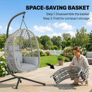 Outsunny Hanging Egg Chair, Rattan Swing Chair with Stand, Light Grey