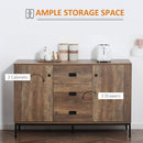 HOMCOM Industrial Sideboard, Storage Cabinet, Accent Cupboard Distressed Brown