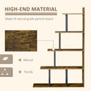 HOMCOM 5-Tier Ladder Shelf Display Plant Stand Home Ladder Rustic Brown