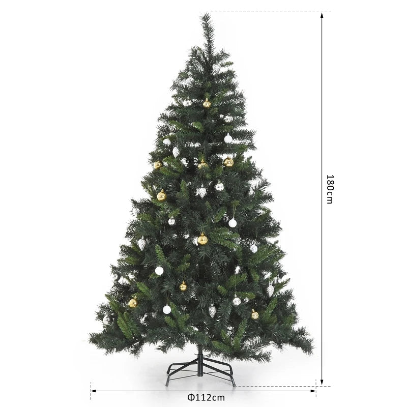 HOMCOM 6FT Pre-Lit Artificial Christmas Tree 200 LED Xmas Tree