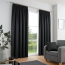 Fusion Galaxy Pencil Pleat Curtains in Black