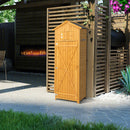 180.5CM Tall Outdoor Storage Cabinet with Lockable Doors and Foldable Table-Natrual
