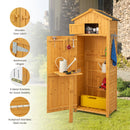 180.5CM Tall Outdoor Storage Cabinet with Lockable Doors and Foldable Table-Natrual
