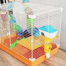 Pawhut 2 Tier Hamster Cage Small Animal House W/ Exercise Wheels Tunnel