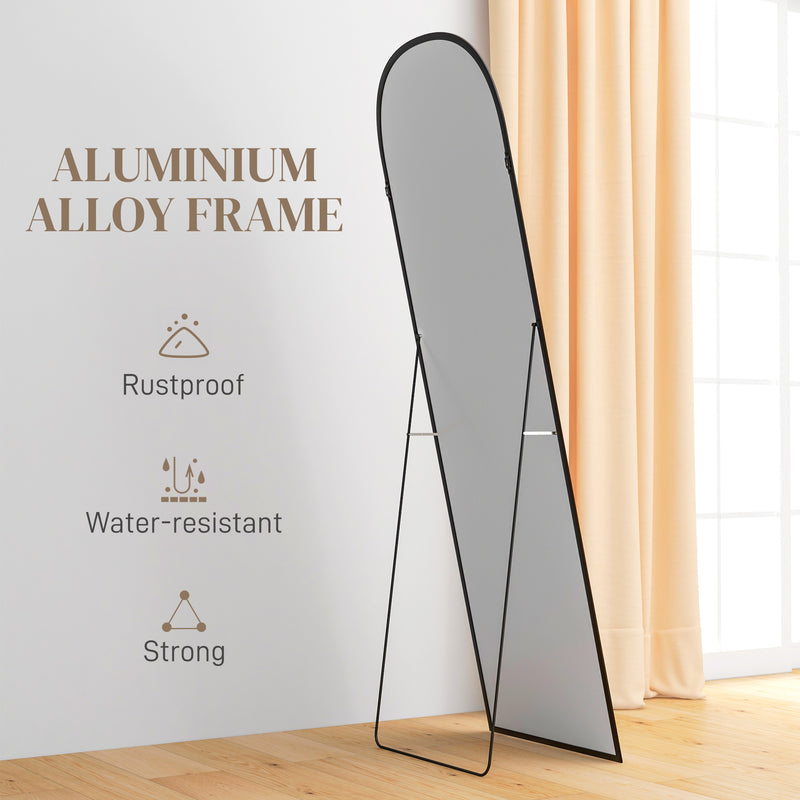 HOMCOM Full Length Mirror with Aluminium Alloy Frame Hanging or Leaning Black