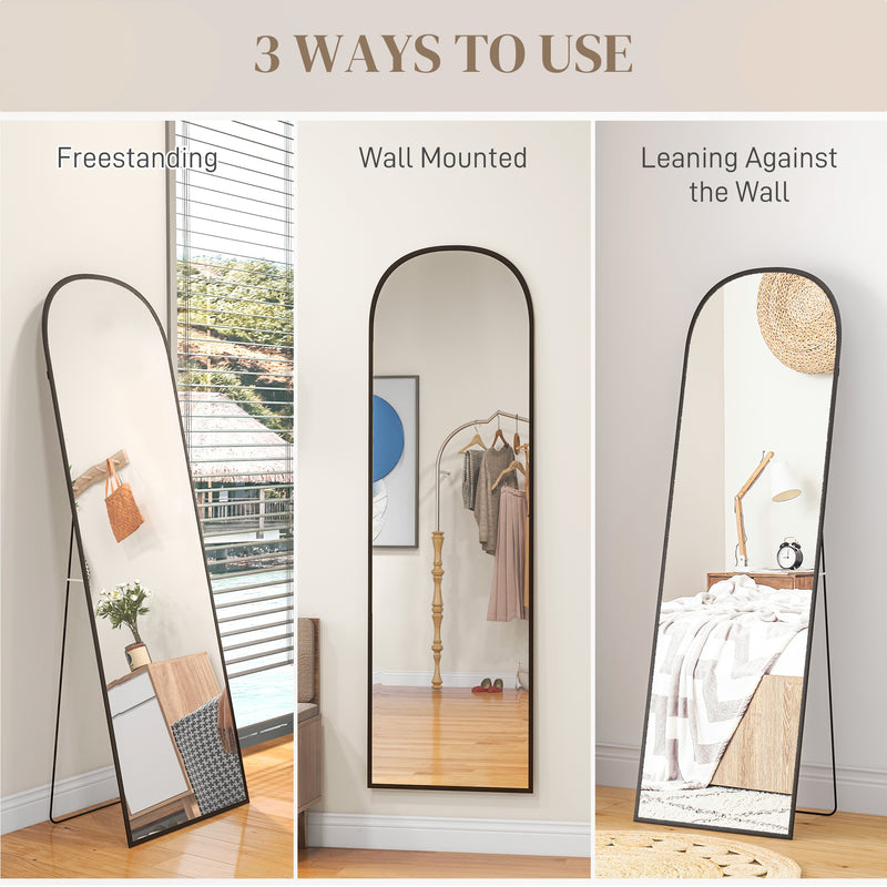 HOMCOM Full Length Mirror with Aluminium Alloy Frame Hanging or Leaning Black