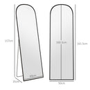 HOMCOM Full Length Mirror With Aluminium Alloy Frame Hanging Or Leaning Black