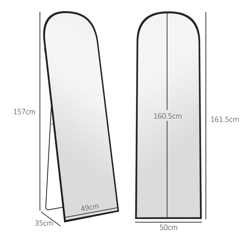 HOMCOM Full Length Mirror with Aluminium Alloy Frame Hanging or Leaning Black