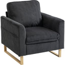 HOMCOM Accent Chair with Metal Legs and Spring Dark Grey