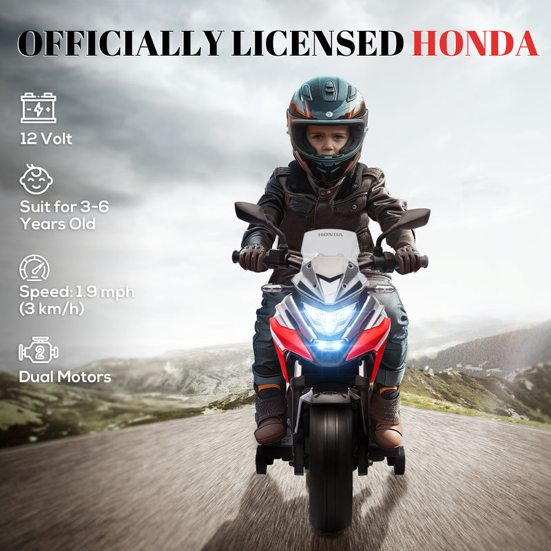 AIYAPLAY Honda Licensed 12V Kids Electric Motorbike W/ Music Headlights