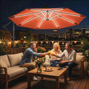 Outsunny 3 M Garden Cantilever Parasol With Solar Light, Rotation, Orange