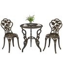 Outsunny Outdoor Bistro Set With Umbrella Hole Rose Design Metallic