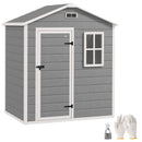 Outsunny 6 x 4ft Resin Garden Shed with Floor and Window, Grey