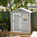 Outsunny 6 x 4ft Resin Garden Shed with Floor and Window, Grey