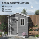 Outsunny 6 x 4ft Resin Garden Shed with Floor and Window, Grey