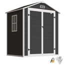 Outsunny Garden Shed 6'x4.5' Plastic Tool Storage House w/ Lockable Double Doors