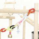 PawHut Wooden Bird Playground with Ladders, Chain Toy, Steel Cups and Tray