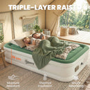 Outsunny Inflatable Mattress Air Bed With Built-in Pump, Dark Green