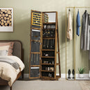 HOMCOM Jewelry Cabinet Full Length Mirror Swivel Lockable Jewelry Organiser