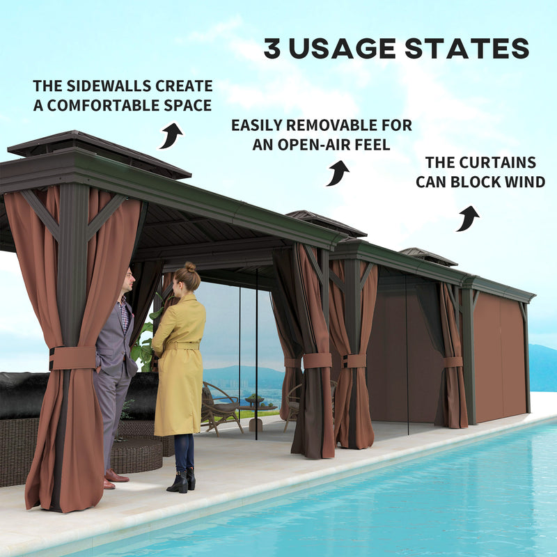 Outsunny 3 X 3.7m Aluminium Hardtop Gazebo Canopy 2 Tier Roof