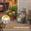 Outsunny 4-Tier Bowl Water Feature, Outdoor Water Fountain with LED Lights