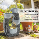Outsunny 4-Tier Bowl Water Feature, Outdoor Water Fountain with LED Lights