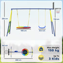 AIYAPLAY 4-in-1 Kids Swing Set With Swing, Basketball Hoop, Football Goal