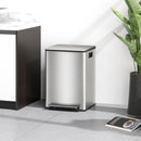 HOMCOM Double Kitchen Bin, Pedal Bin with Soft-Close Lid, Silver Tone