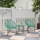 Outsunny Rattan Bistro Set With Acapulco Chairs And Glass Table, Green