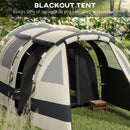 Outsunny Blackout Camping Tent with Bedroom & Living Room for 4-5 Person, Khaki